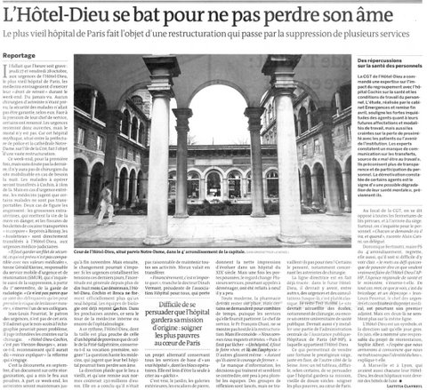 2011 10 30 LE MONDE l hôtel dieu se bat pour ne pas perdre son âme